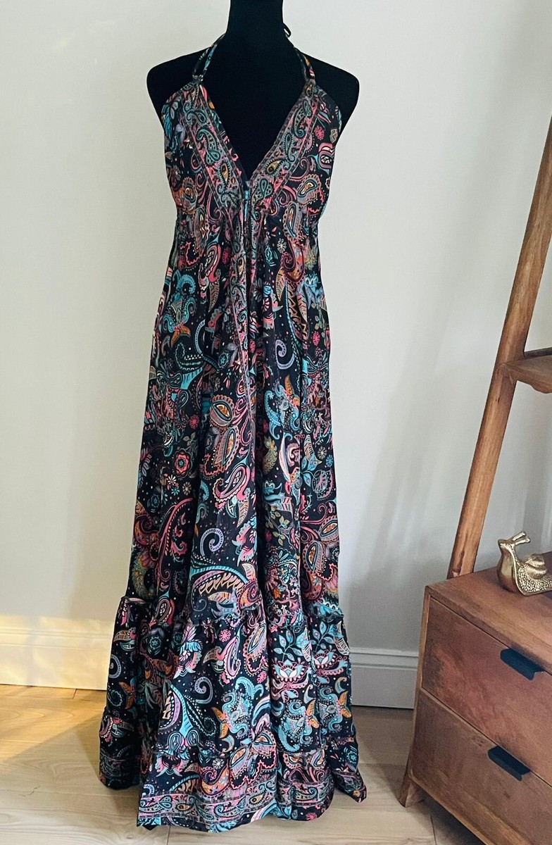 Silk backless dress sexy open back dress loss elegant boho gown Fall  Clothing | eBay