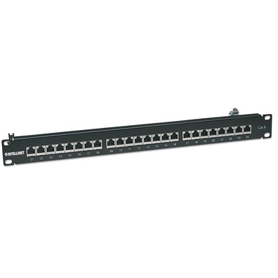 Intellinet 24-Port Cat6 Patchpanel geschirmt FTP 1HE Rackmount schwarz 720038