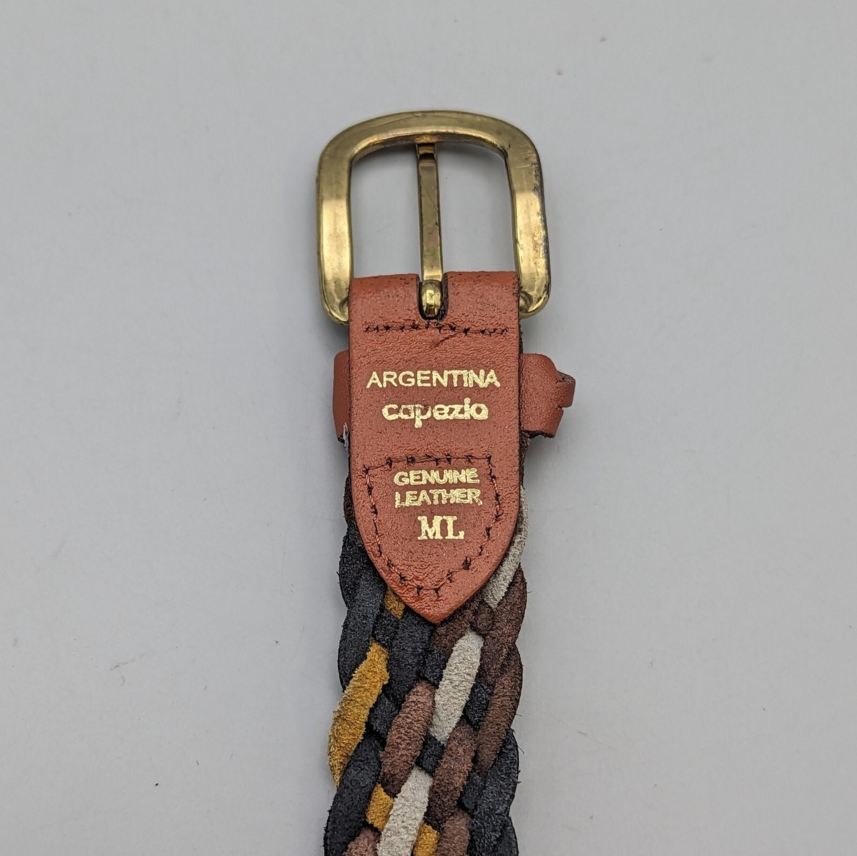 Capezio multi-color rainbow braided woven leather belt. Capezio Argentina Leather Rainbow Braided Multi-Color Woven  main image 4