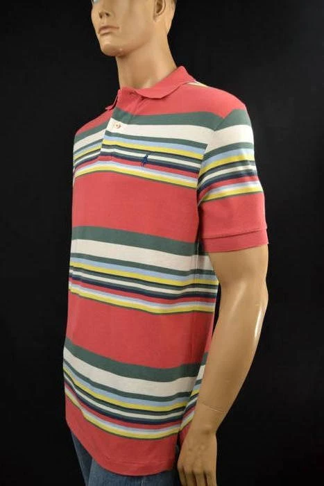 Ralph Lauren Classic Fit Multi-Colored Stripe Mesh Short Sleeve Polo Shirt -NWT
