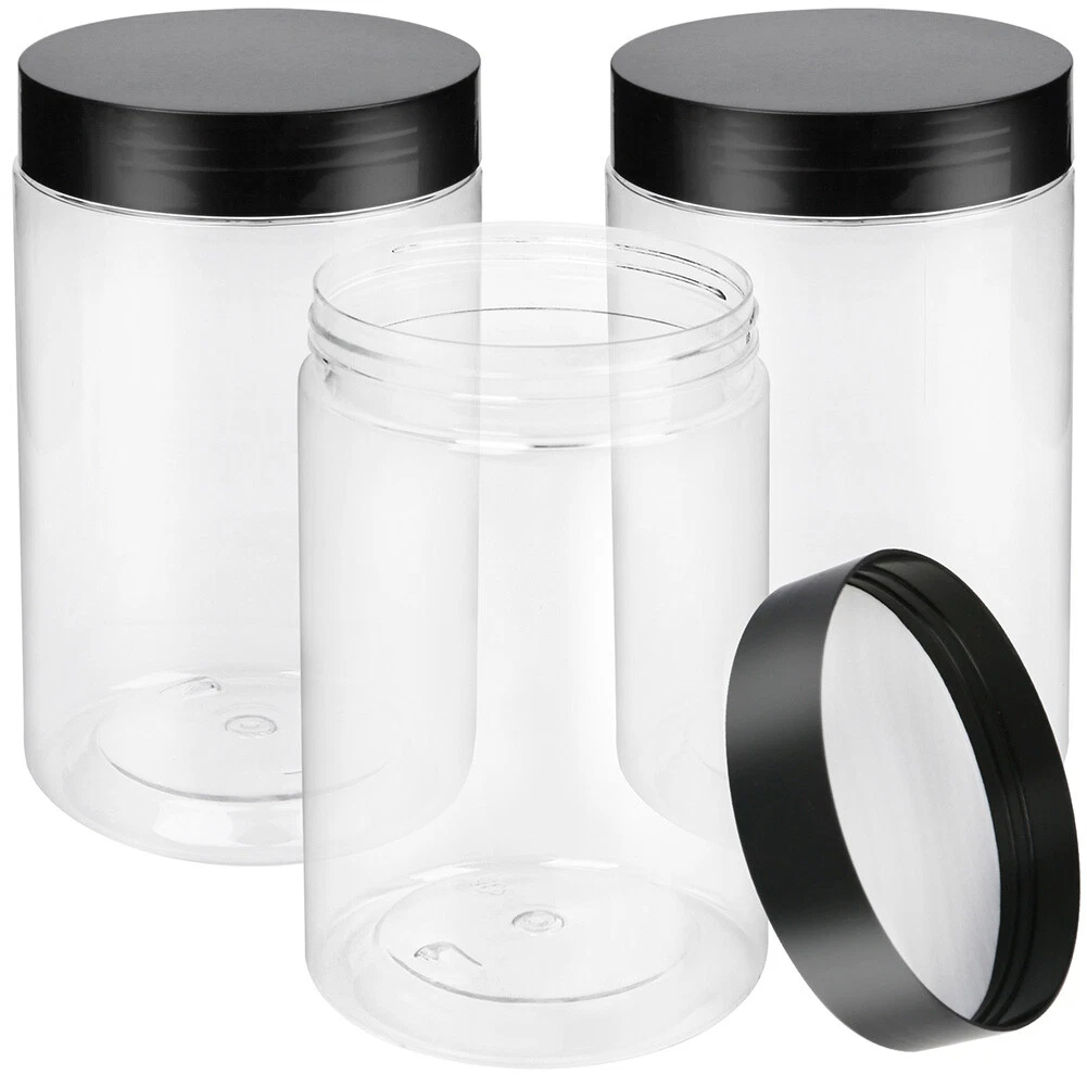 24 Pieces Clear Plastic Round Storage Jars Wide-Mouth Plastic Containers  Jars with Lids for Storage Liquid and Solid Products (Transparent Lid, 2 oz)