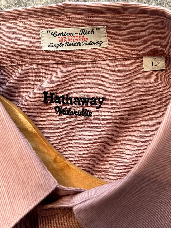 Hathaway Men's Dress Shirt Long Sleeve Dusty Rose Pink Cotton-Rich Size Large - Image 4 of 4