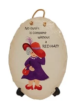 Red Hat Lady Society Plaque-"No Outfit Is Complete Without A Red Hat" Plain Jane