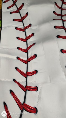 Softball Baseball 69 "x 44" groß rot Spitze über weiß Matte Teppich. Ideal für ManCave - Bild 2 von 4
