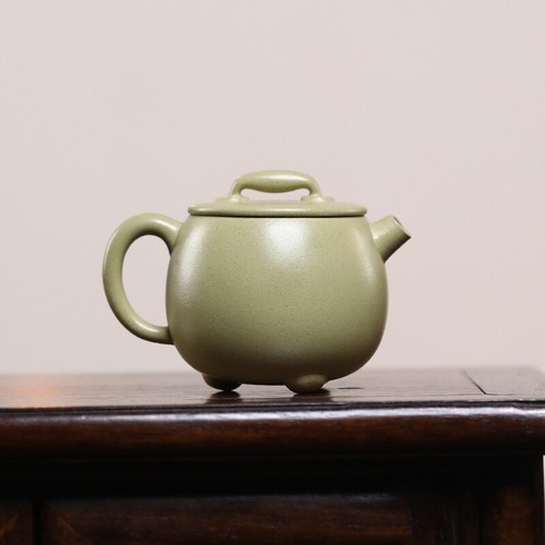 Full Handmade Tea Pot Marked Master Pot With 3 Feet Real Yixing Zisha Green Clay - Picture 3 of 11