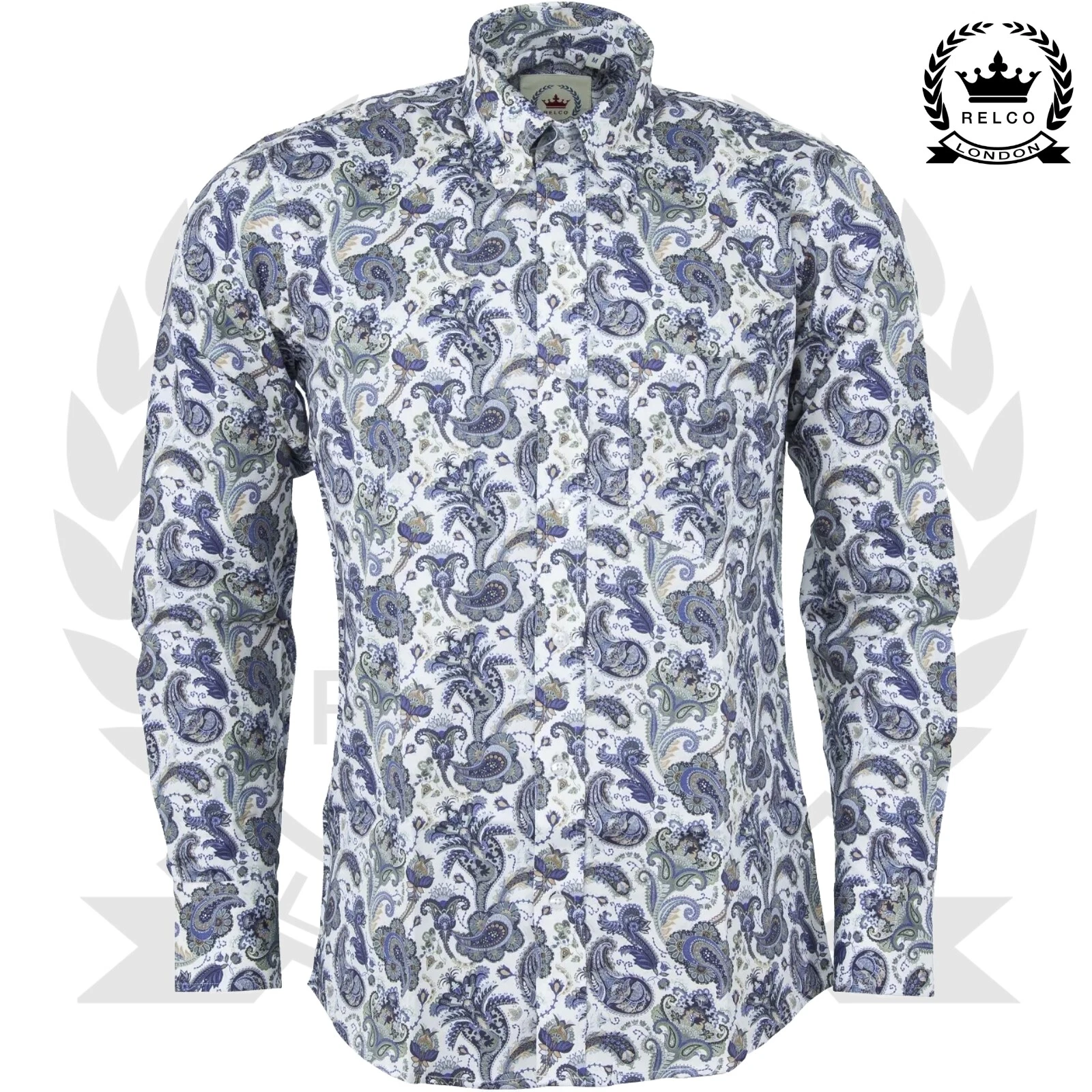 Relco Mens Paisley Shirt In White Long Sleeve Button Down Collar Floral Retro
Opens in a new window
