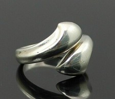 GORGEOUS HIGHLY POLISHED MODERNIST BYPASS ADJUSTABLE STERLING SILVER RING SZ 6