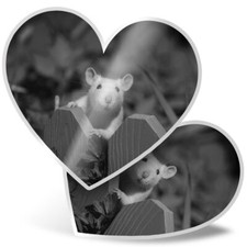 2 x Heart Stickers 15 cm - BW - Adorable White Rat Animals Wild Cute #41457