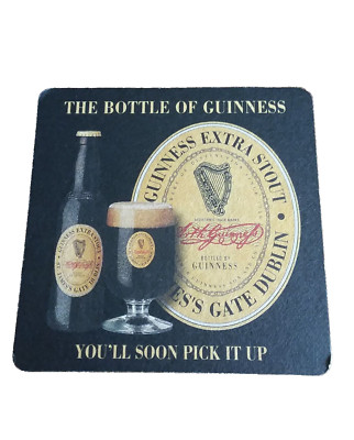 Guinness Extra Stout vintage paper Beer Coaster, The Bottle of Guinness