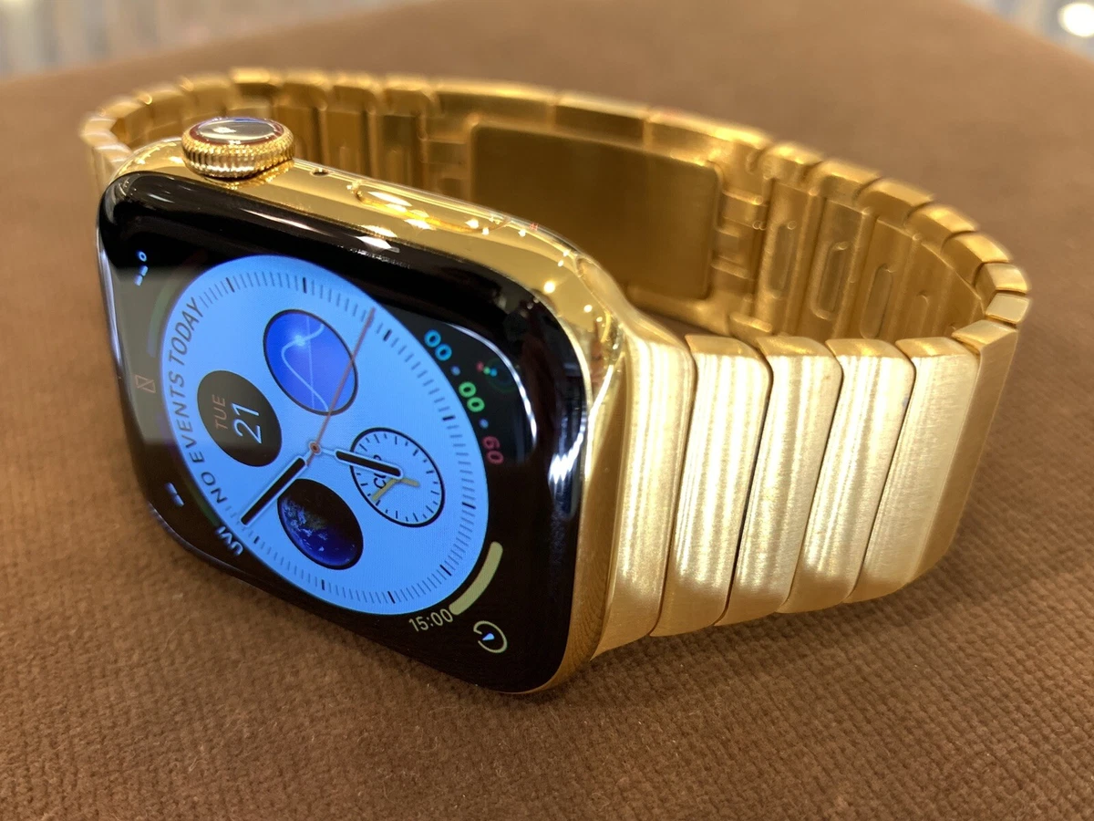 24k Gold Plated 45mm Apple Watch Series 8 Custom Stainless Steel GPS LTE O2