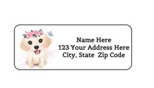 30 ADORABLE GOLDEN RETRIEVER PERSONALIZED RETURN ADDRESS LABELS 1 in X 2.625 in