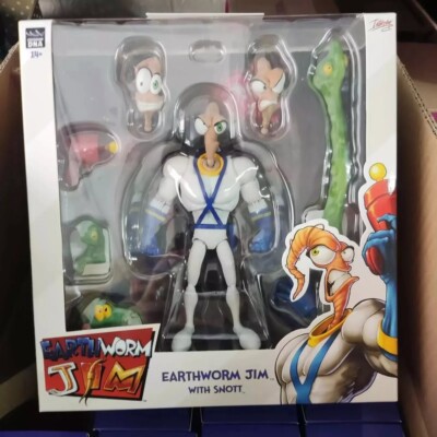 Earthworm Jim Action Figure Collection Game Peripherals Worm Body Jim Heads.