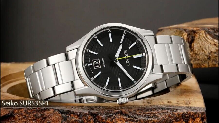 アナログ時計 SEIKO| Quartz Black Dial Men's Watch SUR535 Seiko SUR535P1 Black Dial Analog Stainless Steel Date Quartz