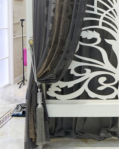 Modern Ombre Color Sheer Curtain with Sequins Shiny Voile Sheer Curtain 2 Panels - Bild 24 von 43