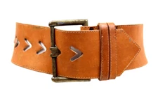 Limited EXPRESS TAN BROWN GENUINE LEATHER 2.75"Wd CORSET WOMEN'S BELT Sz S (A10