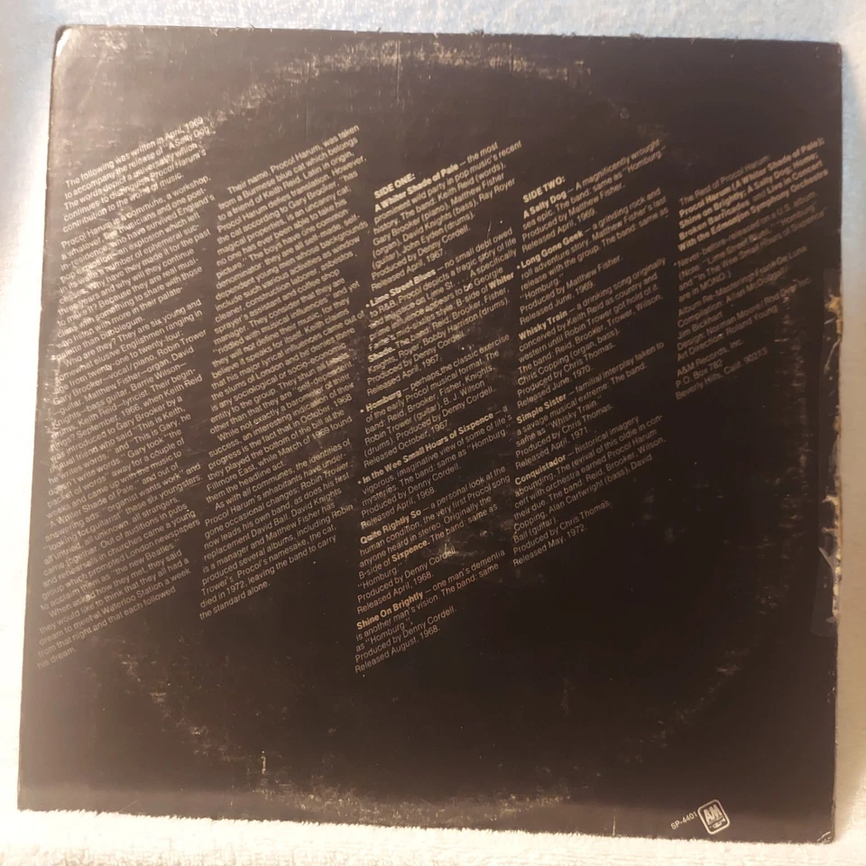 Procol Harum/Best Of Procol Harum/1972/A&M Records SP-4401/FREE SHIPPING/VG+/VG - Image 3 of 4