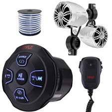 Pyle PLMRBT18MIC Marine Bluetooth Receiver, 2x 2.25  ' 10W Max Off-Road Speakers