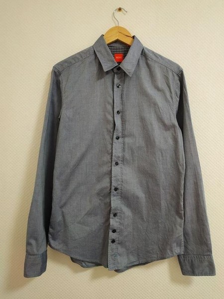 Men Hugo Boss Shirt Grey Cotton M #N9SO