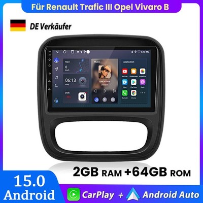2+64G Apple Carplay Android15 Autoradio GPS Für Renault Trafic III Opel Vivaro B