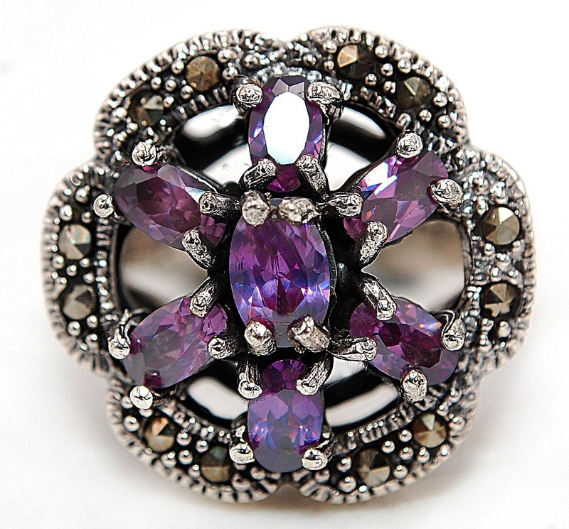 1CT Amethyst 925 Genuine Sterling Silver Ring Jewelry Sz 8 NF1-2
