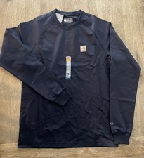 NWT Carhartt FR Force Long Sleeve RELAXED FIT T-Shirt in Navy Blue