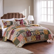 Greenland Home Antique Chic 100 Cotton Authentic Patchwork Quilt Set, 5-Piec...
