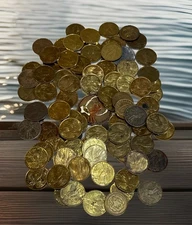 Big Lot Of 90 Circulated Gold-Tone Guardian Angel Pocket Tokens & Others