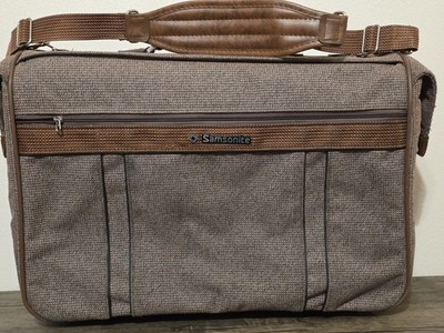 VINTAGE SAMSONITE SILHOUETTE 4 BROWN TWEED ROLLING SUITCASE LUGGAGE 2 Bags