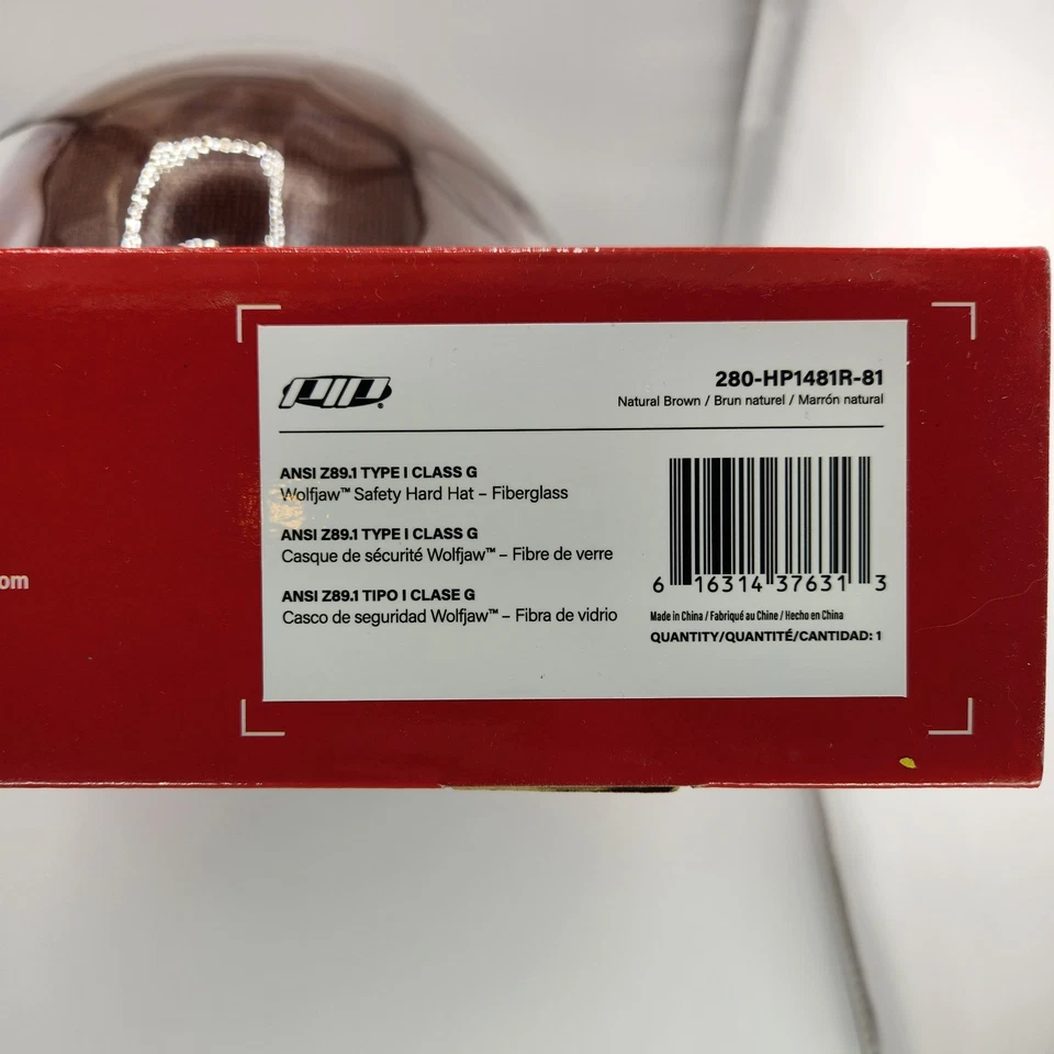 Pip Dynamic Wolfjaw Ratcheting Hard Hat Fiberglass Full Brim Brown - Image 3 of 4