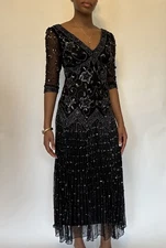 pissaro nights beaded form black gown sz  2  gorgeous Great Gatsby flapper