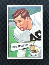 1952 Bowman Small #50 John Sandusky Browns-FB RC Villanova GD/VG See pics