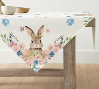 Artoid Mode Hase Blumen BläTter Ostern Tischdecke 140X160 Cm, Saisonnal FrüHling