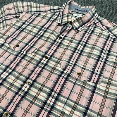 Lacoste Shirt Mens Sz M 40 Modern Fit Pink Plaid Pockets Long Sleeve Button Down