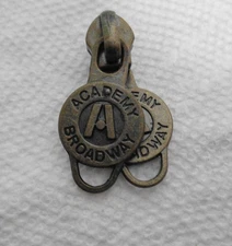 #5C Academy Broadway Antique Brass 2 Pull Reversible Zipper Sliders for nylon
