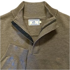 SOUTHERN TIDE Skipjack Pullover Mens L Tan Merino Wool Blend 1/4 Zip Sweater