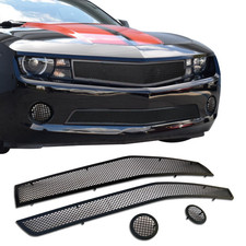 Fits 2010-2013 Chevy Camaro Ltls V6 Phantom Stainless Black Mesh Grille Combo