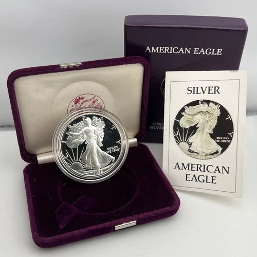 1986-S American Silver Eagle 1 oz Fine Bullion Proof Coin Set ~ Box and COA