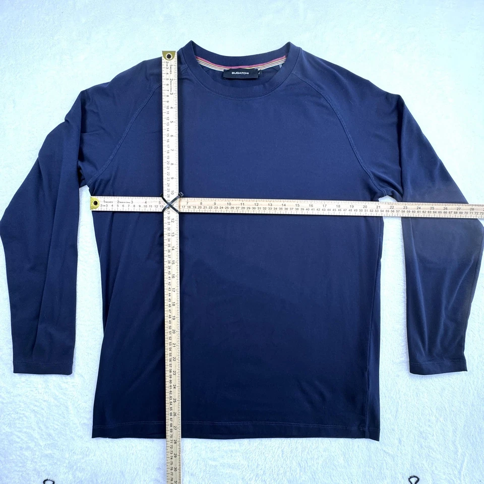 Camisa Bugatchi Para Hombre Grande Azul Marino Manga Larga Cuello Redondo Raglán Suave Elastizada Foto 4 de 4