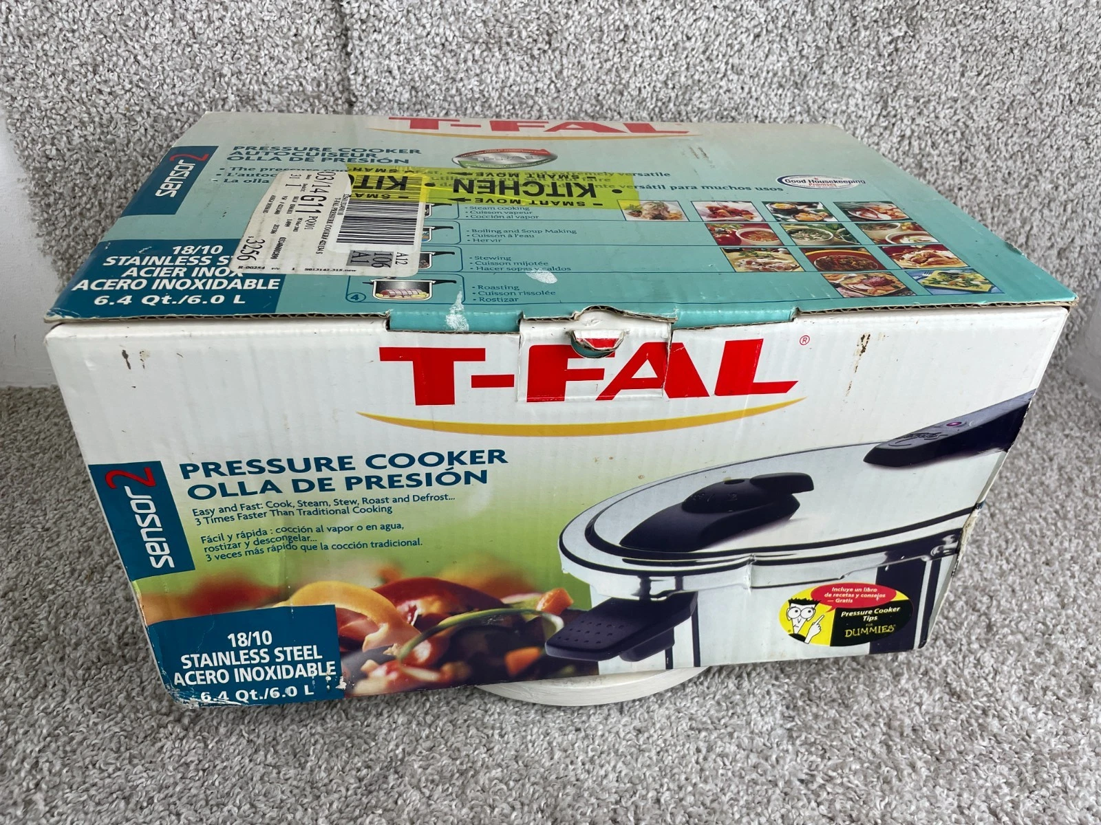 T-Fal Sensor 2 Pressure Cooker 6.4 Quart Stainless Steel Pot Tested/Works