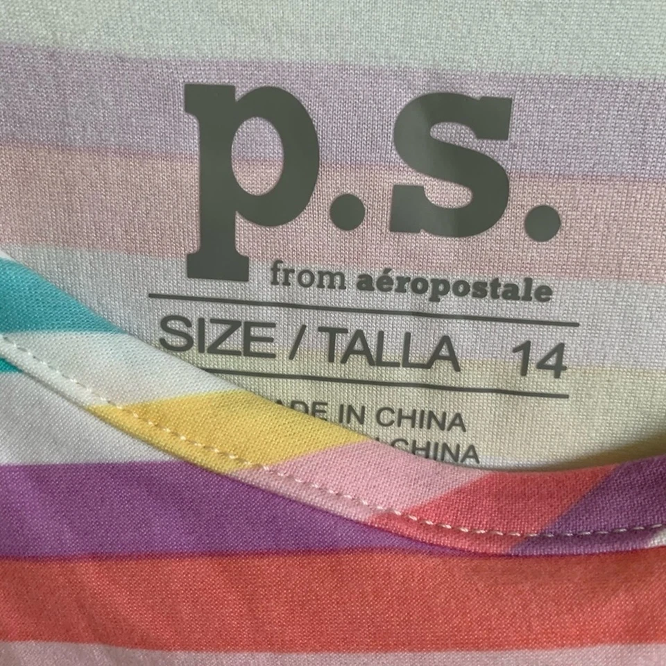 Vestido sin mangas a rayas para niñas PS Aeropostale nuevo sin etiquetas talla 14 Foto 4 de 4