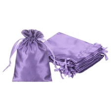 12Pcs 5.9" x 3.9" Satin Drawstring Favor Bags Satin Gift Bags, Light Purple