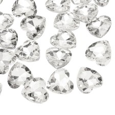 Heart Rhinestones 12mm Pointback Glass Rhinestone 50 Pack White