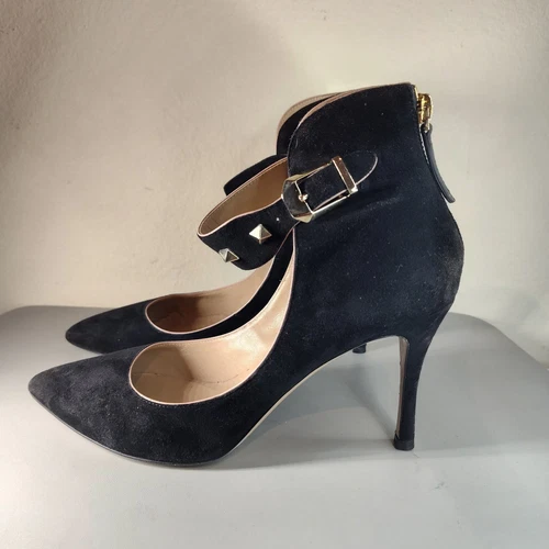 VALENTINO GARAVANI Rockstud cinturino alla caviglia scamosciato stiletto décolleté tacco tg Eu 37 US 7