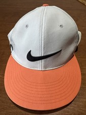Nike Golf Flex Fit White Golf Hat Nike RZN VRS Orange Bill M/L