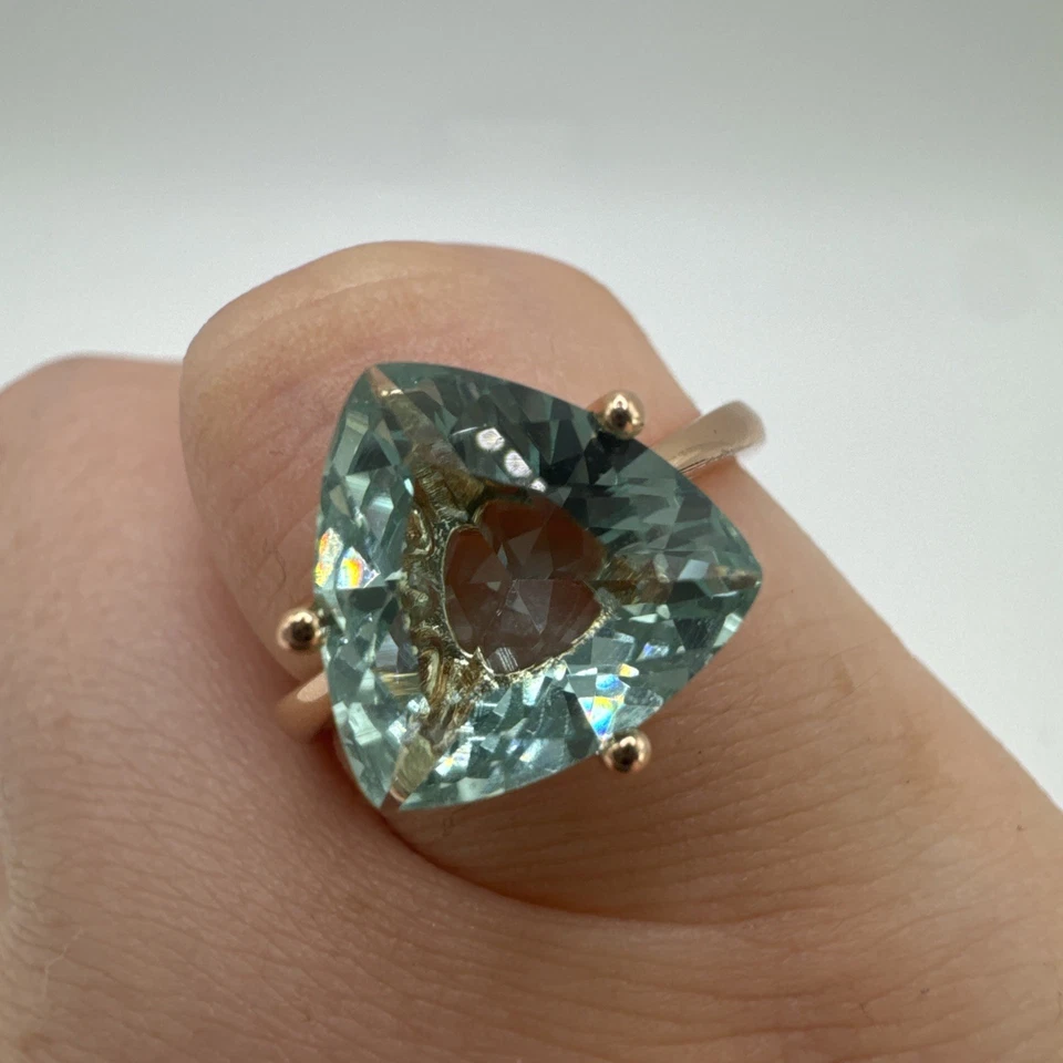 Anillo Amatista Verde Prasiolita - Oro Laminado 14CT Unido, Talla Q Regalo Reino Unido Foto 2 de 4