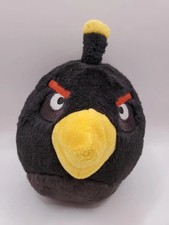7" Angry Birds Plush Black Yellow Bomb Bird 2011 Commonwealth Rovio