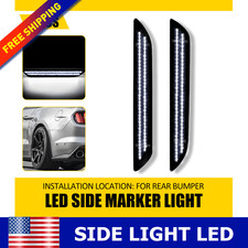 Rear Smoked Lens White LED Fender Side Marker Light For 2015-2023 Ford Mustang