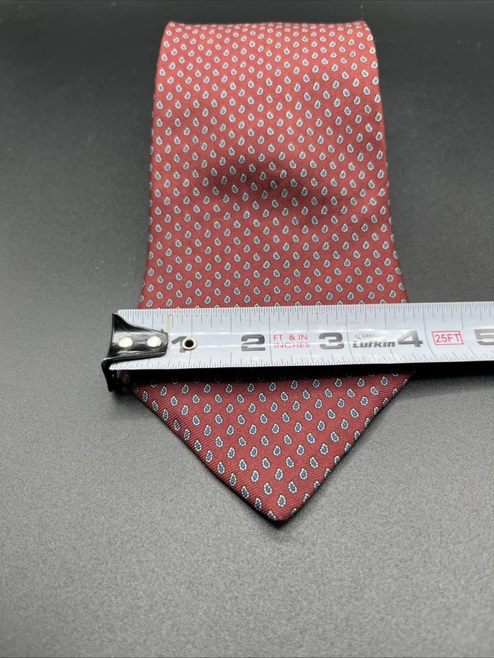 Corbata vintage con patrón de cachemira borgoña borgoña de seda para hombre BERT PULITZER ~ Foto 2 de 4