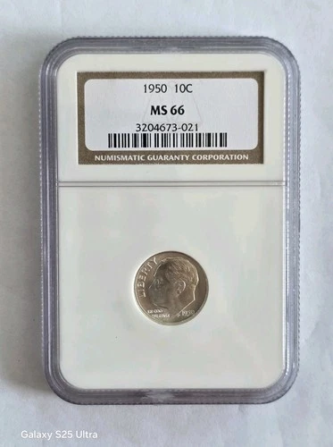 C108. 1950 Roosevelt Dime, NGC MS 66  3204673-021