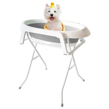 Foldable Elevated Dog Bath Tub Pet Wash Station White